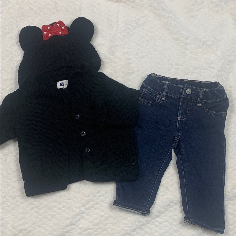 Minnie Mouse Sweater Hoodie and Blue Jeans Set